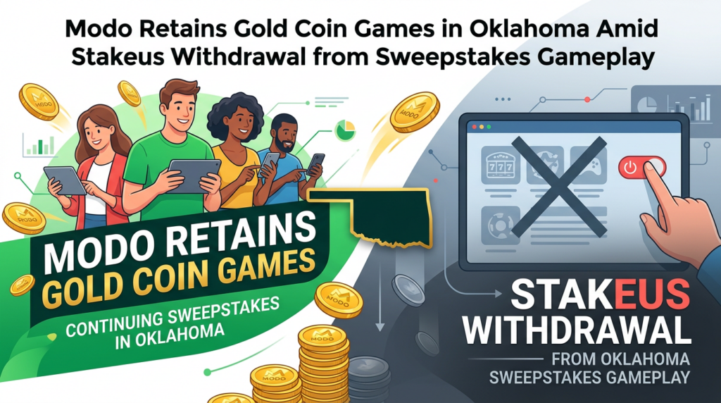 Modo Retains Gold Coin Games in Oklahoma Amid Stakeus Withdrawal from Sweepstakes Gameplay