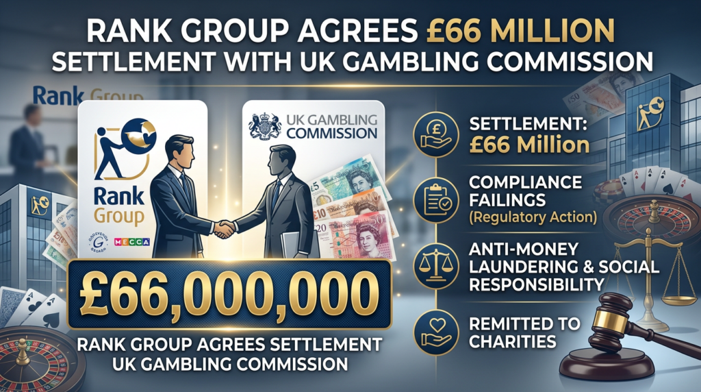 Rank Group Agrees to £66 Million Settlement with UK Gambling Commission