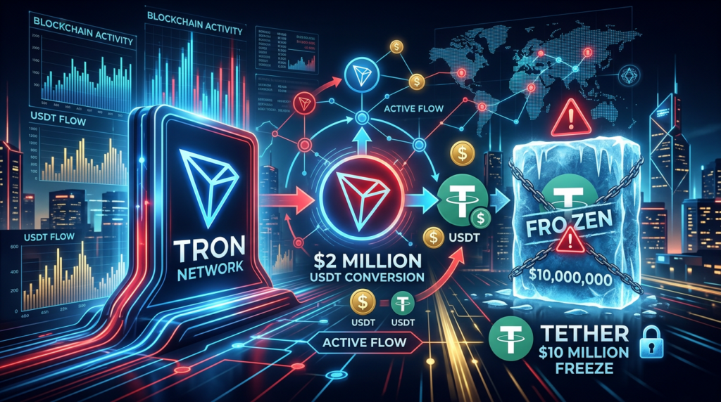Tron Records $2 Million USDT Conversion Amid Tether’s $10 Million Freeze